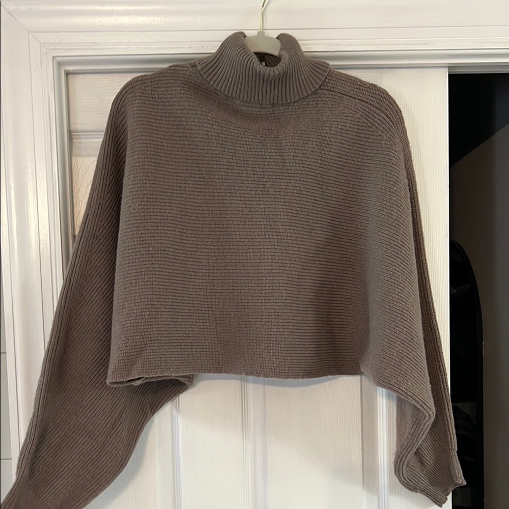 Cozy Brown Turtleneck Sweater Cropped